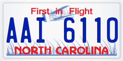 NC license plate AAI6110