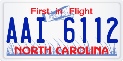 NC license plate AAI6112