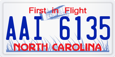 NC license plate AAI6135