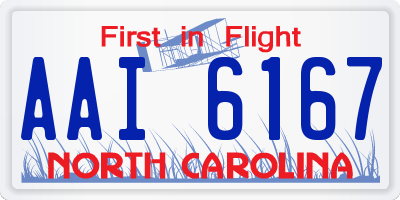 NC license plate AAI6167