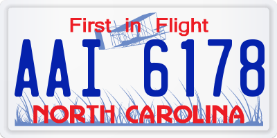 NC license plate AAI6178