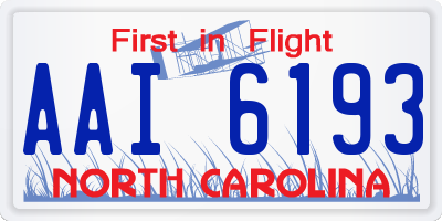 NC license plate AAI6193