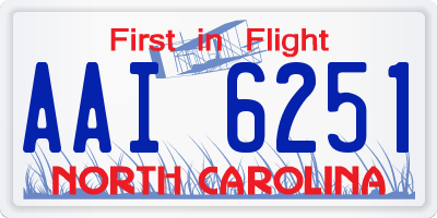 NC license plate AAI6251