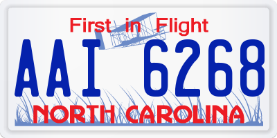 NC license plate AAI6268