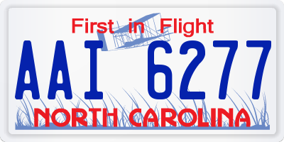 NC license plate AAI6277