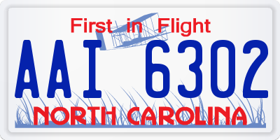 NC license plate AAI6302