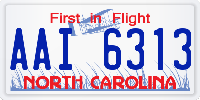 NC license plate AAI6313