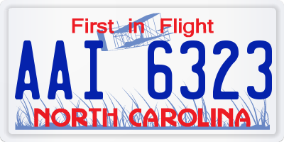 NC license plate AAI6323