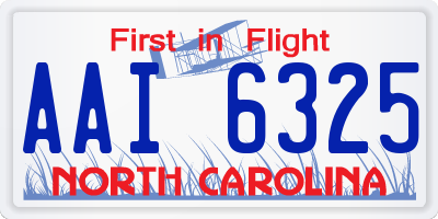 NC license plate AAI6325