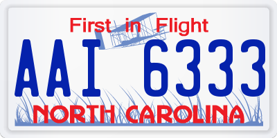 NC license plate AAI6333