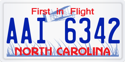 NC license plate AAI6342