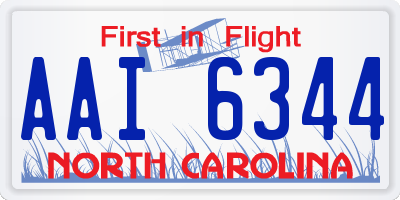 NC license plate AAI6344