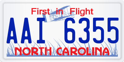 NC license plate AAI6355