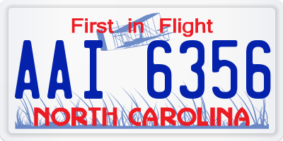 NC license plate AAI6356