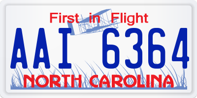 NC license plate AAI6364
