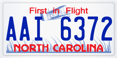 NC license plate AAI6372