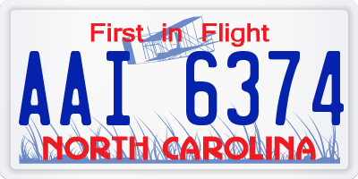 NC license plate AAI6374