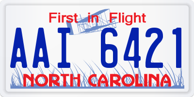 NC license plate AAI6421