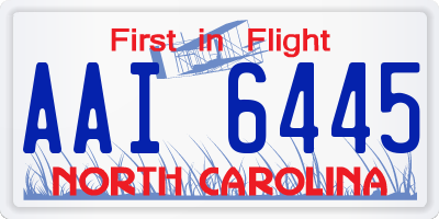 NC license plate AAI6445