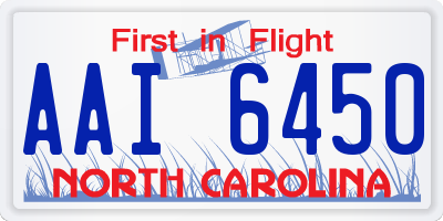NC license plate AAI6450