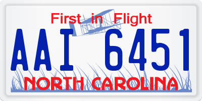 NC license plate AAI6451