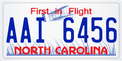 NC license plate AAI6456