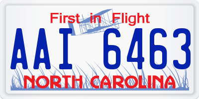 NC license plate AAI6463