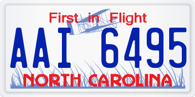 NC license plate AAI6495
