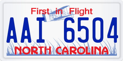 NC license plate AAI6504