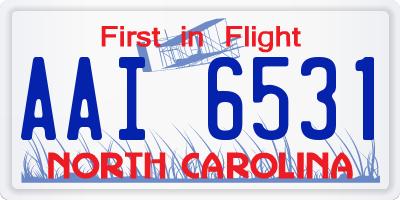 NC license plate AAI6531
