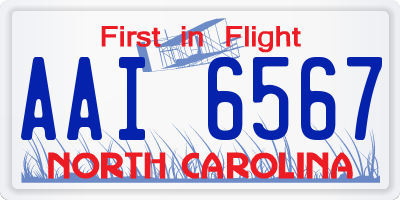 NC license plate AAI6567