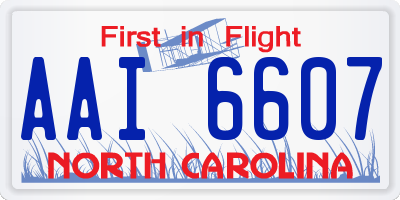 NC license plate AAI6607