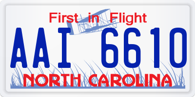 NC license plate AAI6610