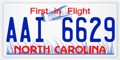 NC license plate AAI6629