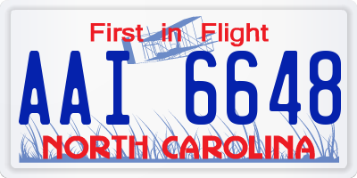 NC license plate AAI6648