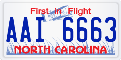 NC license plate AAI6663