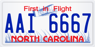 NC license plate AAI6667