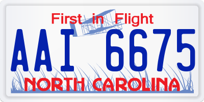 NC license plate AAI6675