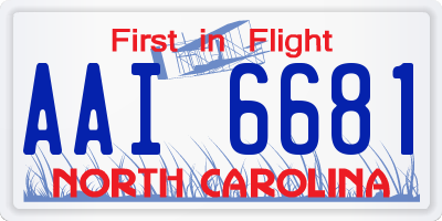 NC license plate AAI6681