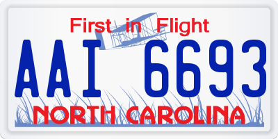 NC license plate AAI6693