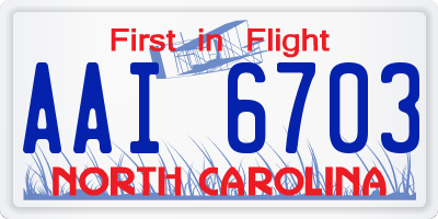 NC license plate AAI6703