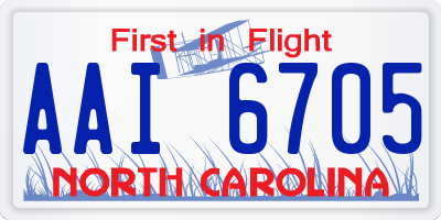 NC license plate AAI6705