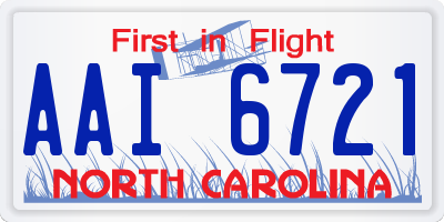 NC license plate AAI6721