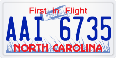 NC license plate AAI6735