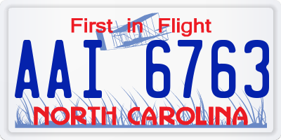 NC license plate AAI6763