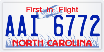 NC license plate AAI6772