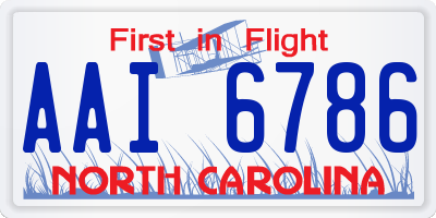 NC license plate AAI6786