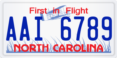 NC license plate AAI6789