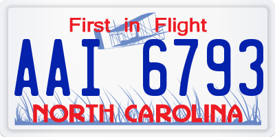 NC license plate AAI6793