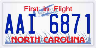 NC license plate AAI6871